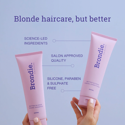 The best blonde toning shampoo and conditioner for blonde hair. Suitable for dandruff and oily prone scalps. Dandruff shampoo and conditioner. Purple toned shampoo and conditioner.